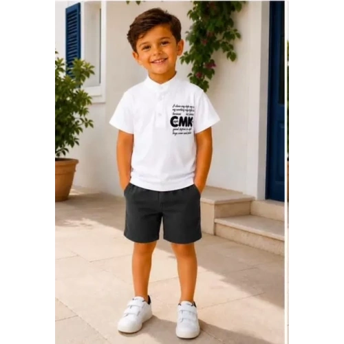 2/10 Yaş Keten Tişört Denim Şort Çocuk Takımı