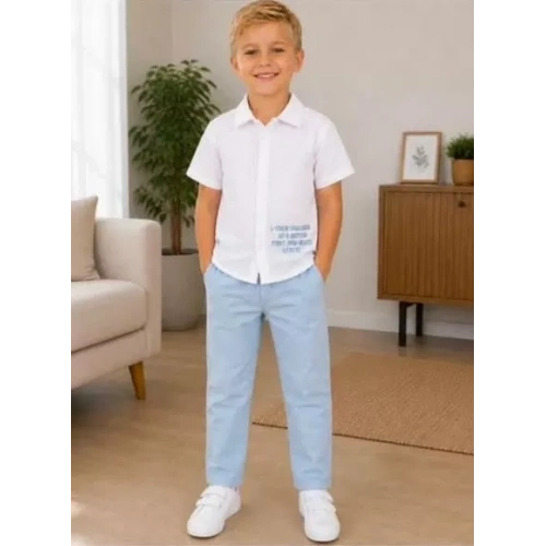 2/10 Yaş Müslin Gömlek Denim Pantolon Çocuk Takımı