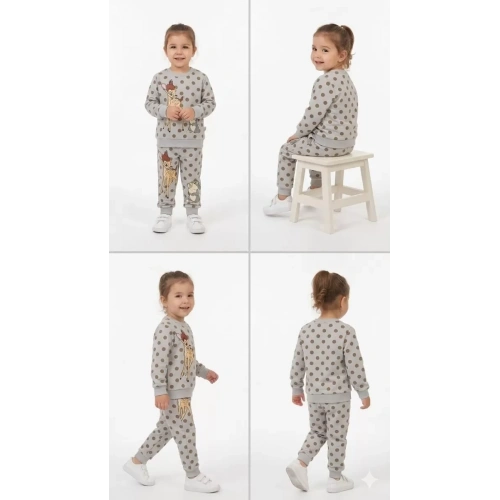 2-3-4-5 Yaş Ceylan Baskılı Penye Çocuk Takımı