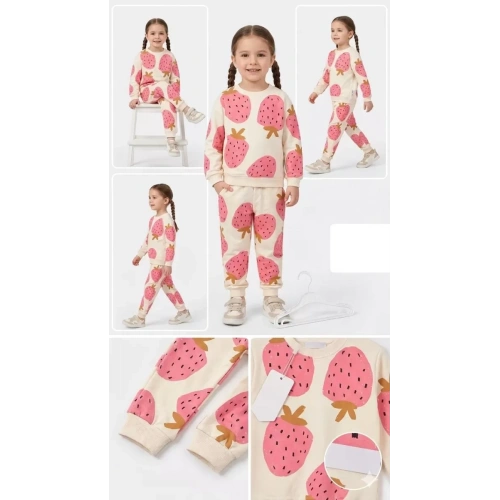 2-3-4-5 Yaş Çilek Baskılı Penye Çocuk Takımı