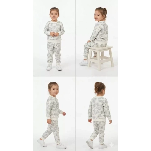 2-3-4-5 Yaş Payet Nakışlı Penye Çocuk Takımı