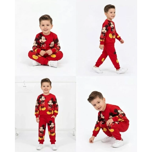 2-5 Yaş Fare Baskılı Penye Çocuk Takımı