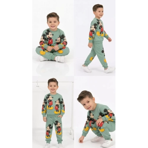 2-5 Yaş Fare Baskılı Penye Çocuk Takımı