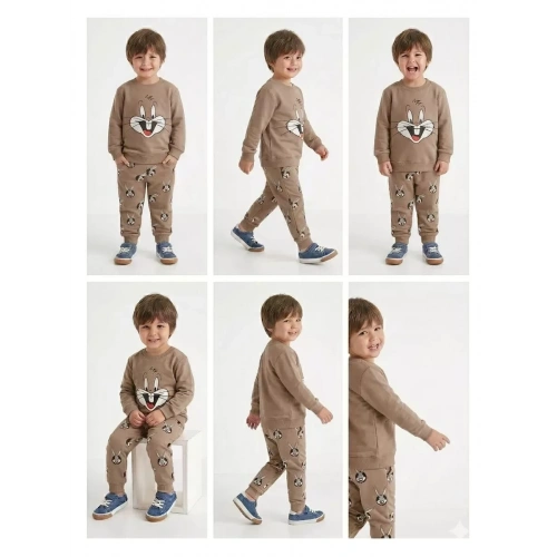 2-5 Yaş Tavşan Baskılı 2 Li Çocuk Takımı