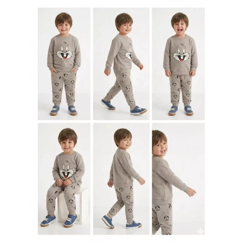 2-5 Yaş Tavşan Baskılı 2 Li Çocuk Takımı