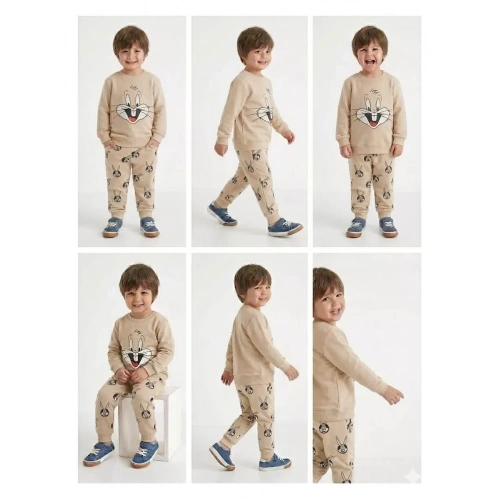 2-5 Yaş Tavşan Baskılı 2 Li Çocuk Takımı