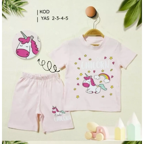 2/5 Yaş Unicorn Baskılı Çocuk Takımı