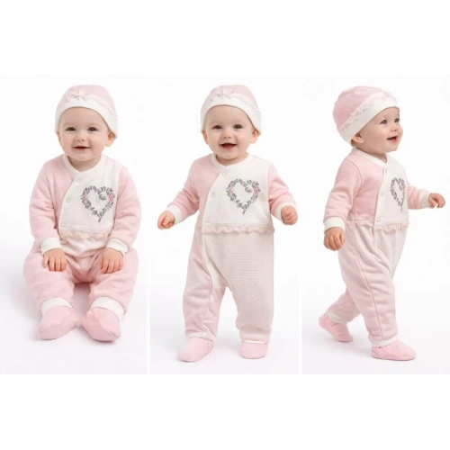 3/12 Ay Şapkalı Tüllü Bebek Tulumu