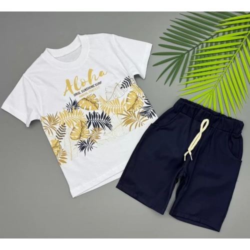 3/5 Yaş Aloha Yaprak Baskılı Çocuk Takımı
