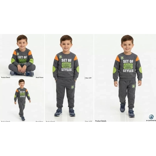 4/10 Yaş Kargo Cepli Penye Çocuk Takımı