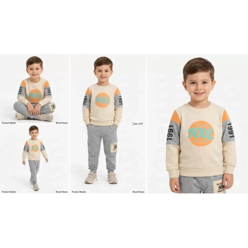 4/10 Yaş Kargo Cepli Penye Çocuk Takımı