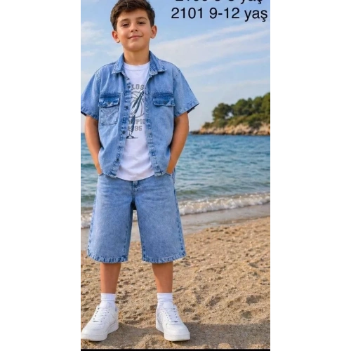 5/12 Yaş Kot(denim) Kumaş Tişörtlü Çocuk Takımı