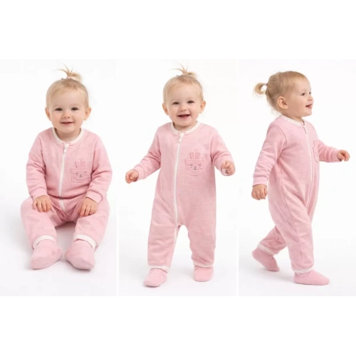 6/12 Ay Fermuarlı Tavşanlı Bebek Tulumu