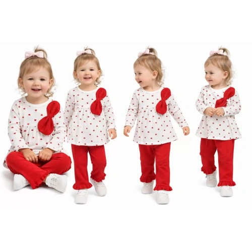 6/12 Ay Kalp Baskılı Penye Bebek Takımı