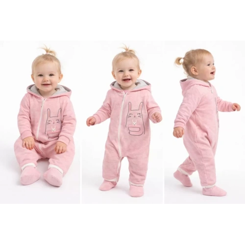 6/12 Ay Kapşonlu Fermuarlı Bebek Tulumu