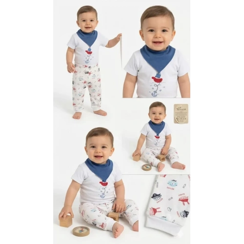 6/18 Ay Fularlı Çıtçıtlı Bady Bebek Takımı