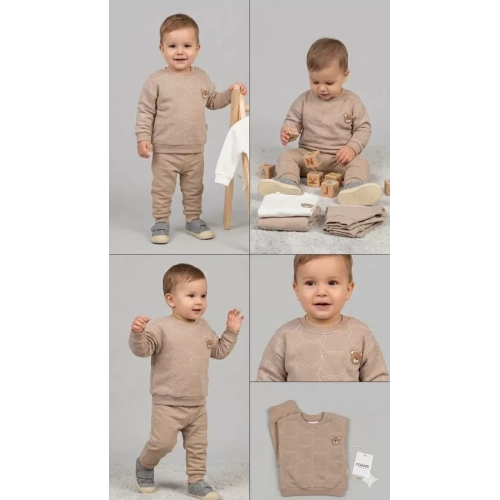 6/24 Ay Ayıcık Armalı Baskılı Bebek Takımı