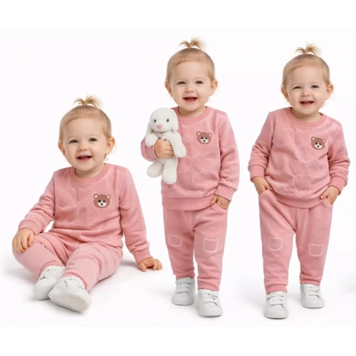 6/24 Ay Ayıcıklı Penye Bebek Takımı