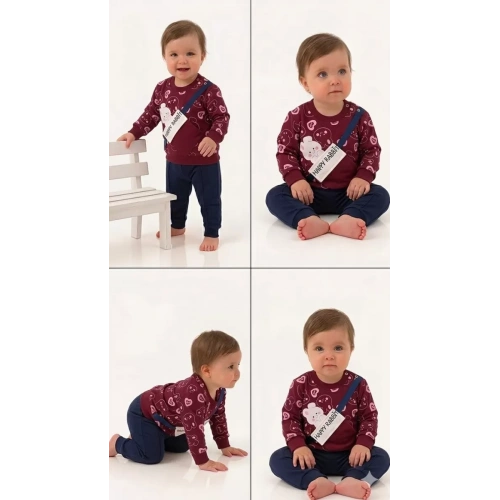 6/24 Ay Baskılı Penye Bebek Takımı