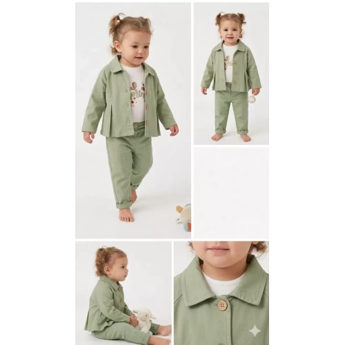 6-24 Ay Ceketli Pantolonlu 3 Lü Bebek Takımı