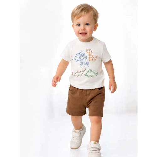 6/24 Ay Dino Baskılı Basic Bebek Takımı