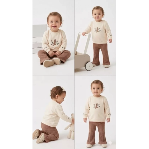 6/24 Ay İspanyol Paça Penye Bebek Takımı