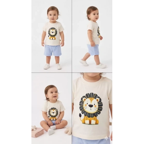 6/24 Ay Keten Şortlu Basic Bebek Takımı