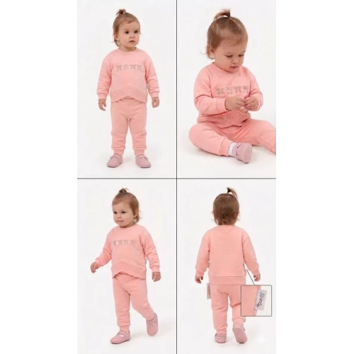 6/24 Ay Nakışlı Penye Bebek Takımı