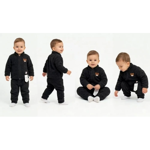 6/24 Ay Peluş Kumaş Fermuarlı Bebek Takımı