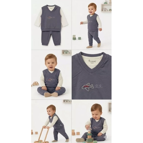 6/24 Ay Yelekli Badyli 3 Parça Bebek Takımı