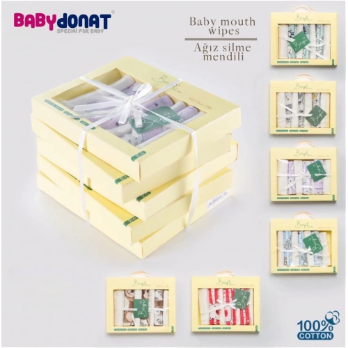 7 Adet Erkek Bebek Ağız Silme Mendili 100% Pamuk