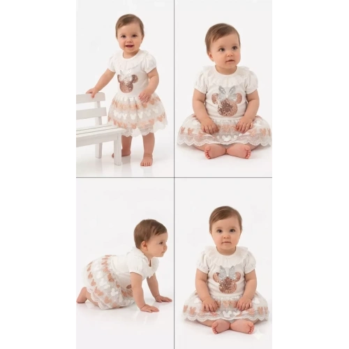 9/18 Ay Payet Baskılı Etekli Bebek Takımı