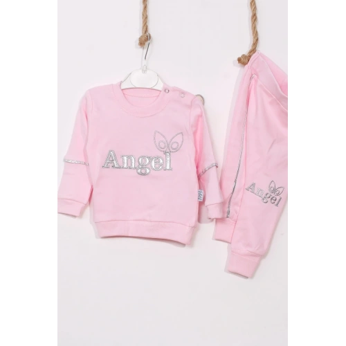 Angel Kanat Detaylı % 100 Pamuk Kız Bebek Takımı