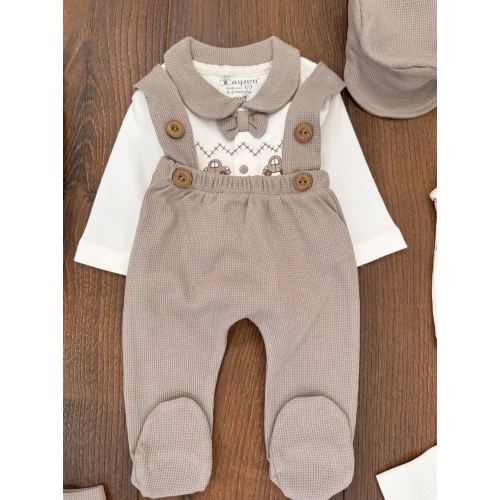 Araba Desenli Papyonlu 10 Parça Erkek Bebek Hastane Çıkışı Kutulu %100 Pamuk