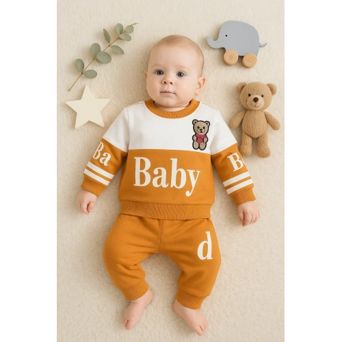 Baby Desenli 2li % 100 Pamuk Erkek Bebek Takımı