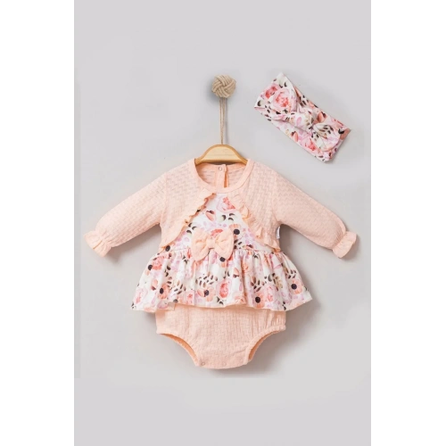 Bahar Çiçekleri Desenli Bandanalı Kız Bebek Romper