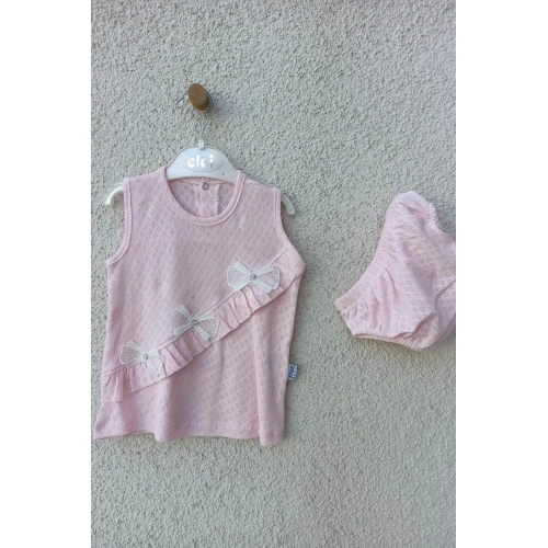 Bebek Brode Fiyonklu Külotlu Yazlık Takım