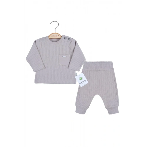 Cep Nakışlı Omuzdan Düğmeli % 100 Pamuk Erkek Bebek Takım