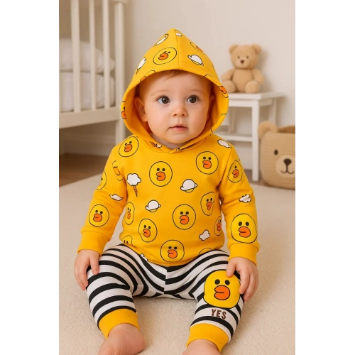 Civciv Desenli 2li % 100 Pamuk Erkek Bebek Takımı