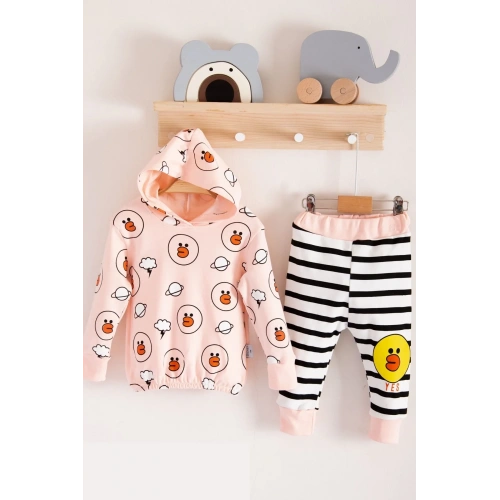 Civciv Desenli 2li % 100 Pamuk Kız Bebek Takımı