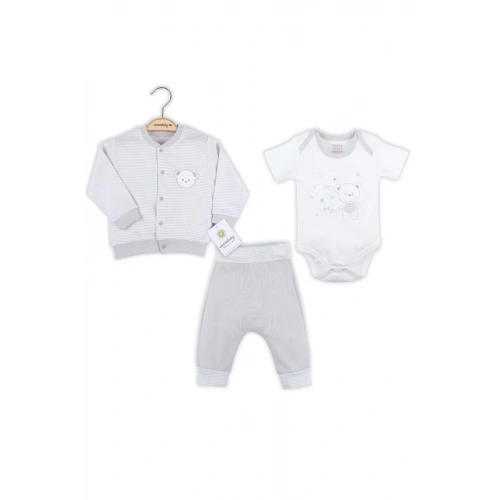 Çizgili Bear Hırkalı % 100 Pamuk Erkek Bebek Takım
