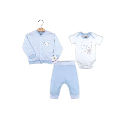 Çizgili Bear Hırkalı % 100 Pamuk Erkek Bebek Takım