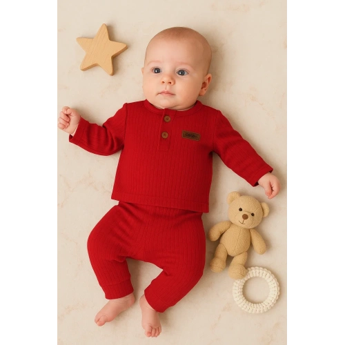 Çizgili Kumaş % 100 Pamuk 2li Unisex Takım