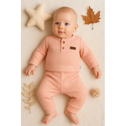 Çizgili Kumaş % 100 Pamuk 2li Unisex Takım