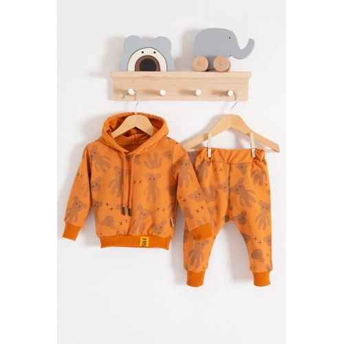 Cool Bear Kapüşonlu % 100 Pamuk Erkek Bebek Takımı