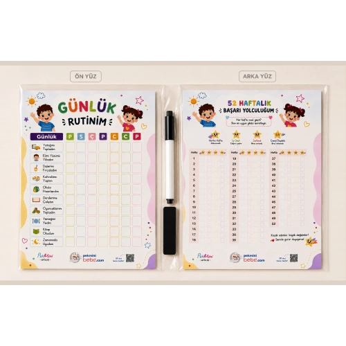 Günlük Rutinim – Silinebilir Çocuk Rutin Tablosu