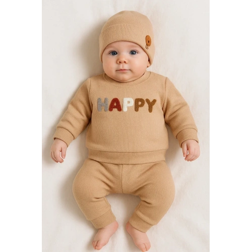 Happy Nakışlı 2li Pamuklu Erkek Bebek Takım