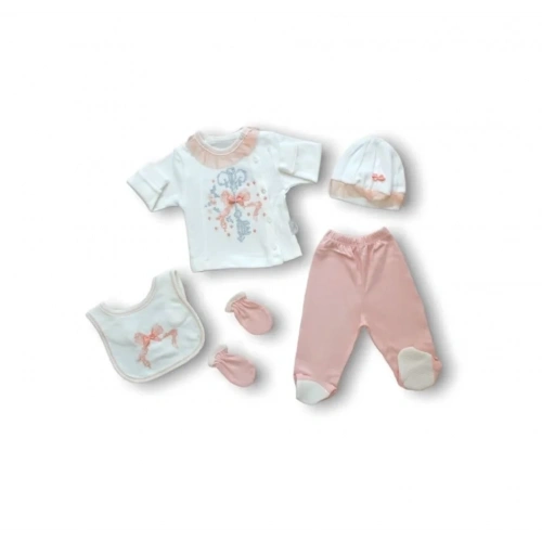 Kanaviçe Nakışlı  5li Zıbın Takımı Hastane Çıkışı Pudra