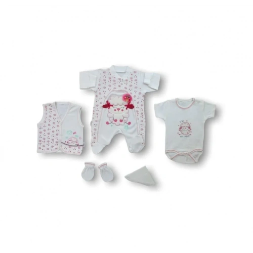 Kuzucuk Nakışlı  5li Zıbın Takımı Hastane Çıkışı Ekru