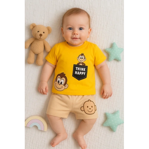 Maymun Desenli 2li Erkek Bebek Takım